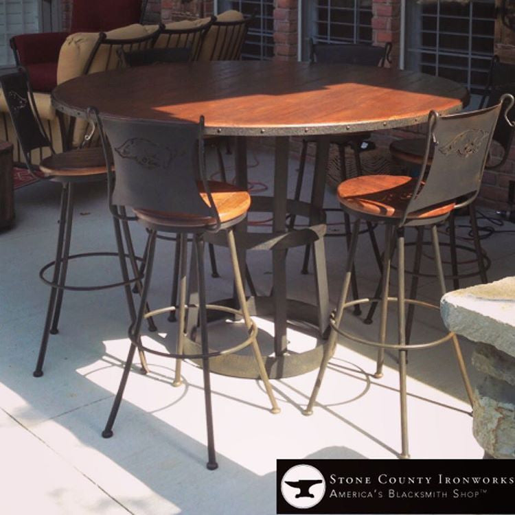 Custom Arkansas Razorbacks Outdoor Pub Table and Chairs