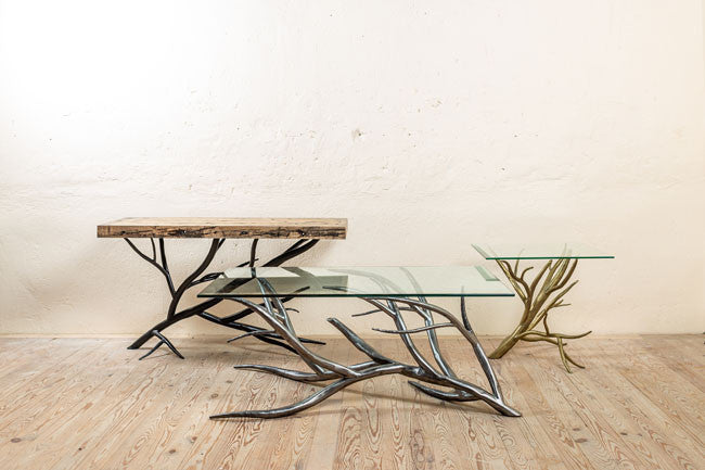 Urban Forge Driftwood Hand-Forged Iron Console Table