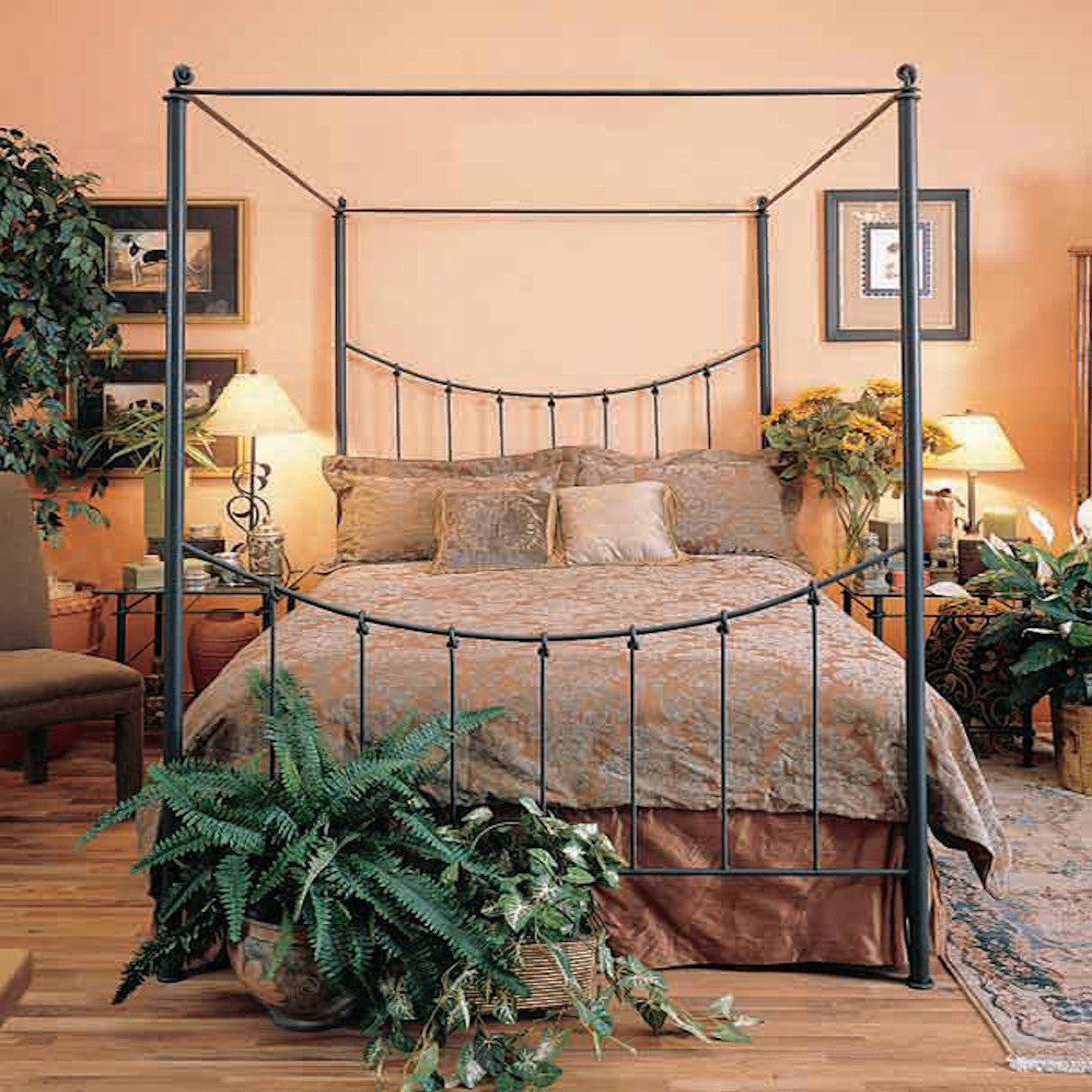 Urban Forge Rose Bud Wrought Iron Canopy Bed