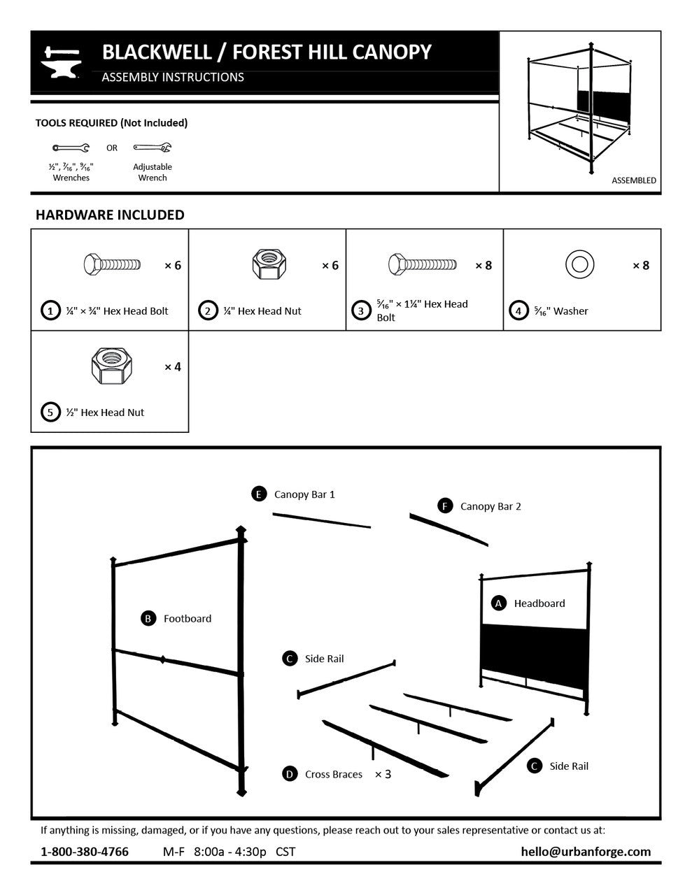 Urban Forge Blackwell Forged Iron Canopy Bed