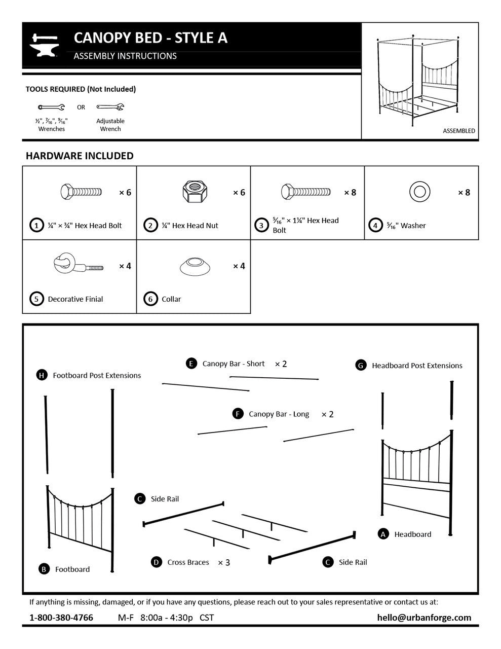 Urban Forge Rose Bud Wrought Iron Canopy Bed