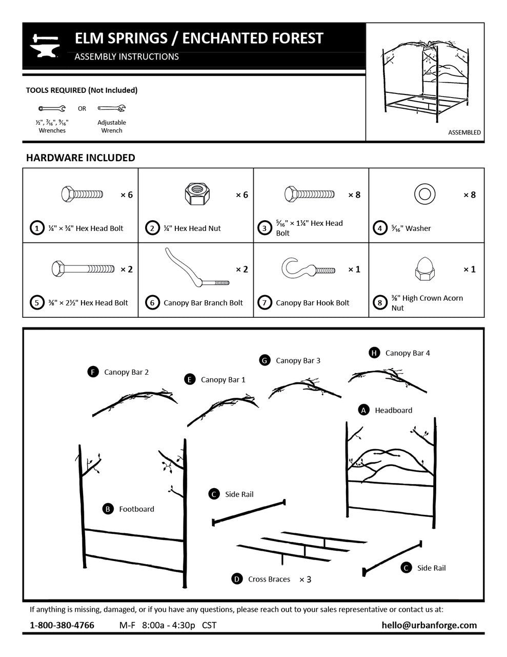 Urban Forge Elm Springs Wrought Iron Canopy Bed