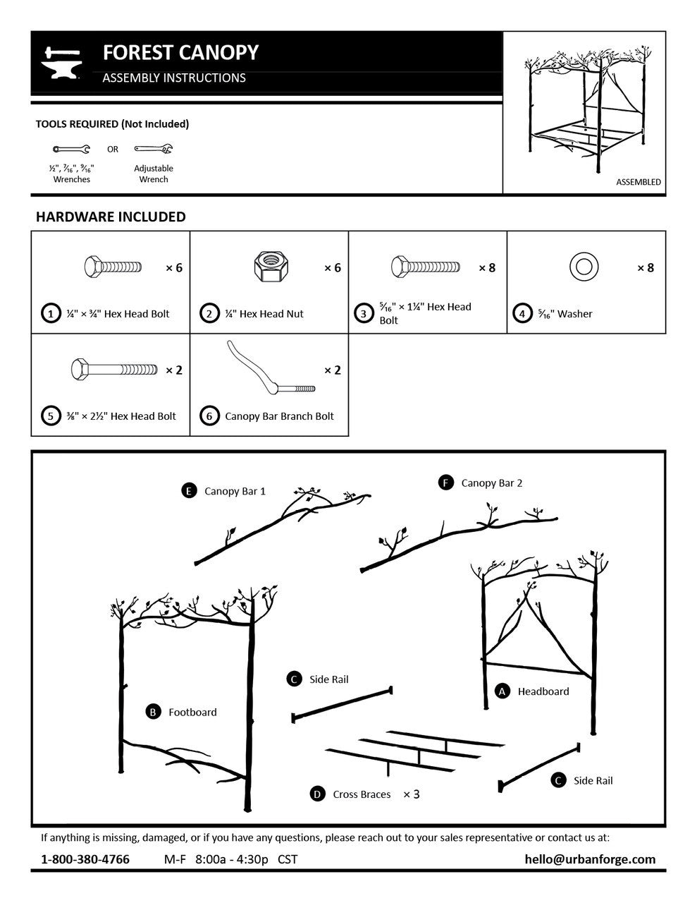 Urban Forge Forest Canopy Hand-Forged Iron Bed