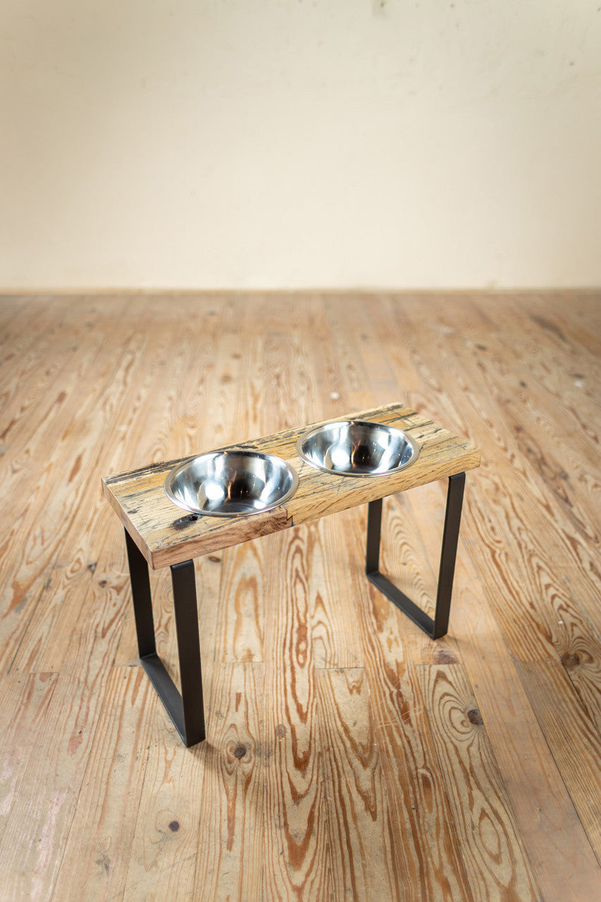 Urban Forge Reclaimed Wood and Iron Dog Feeder