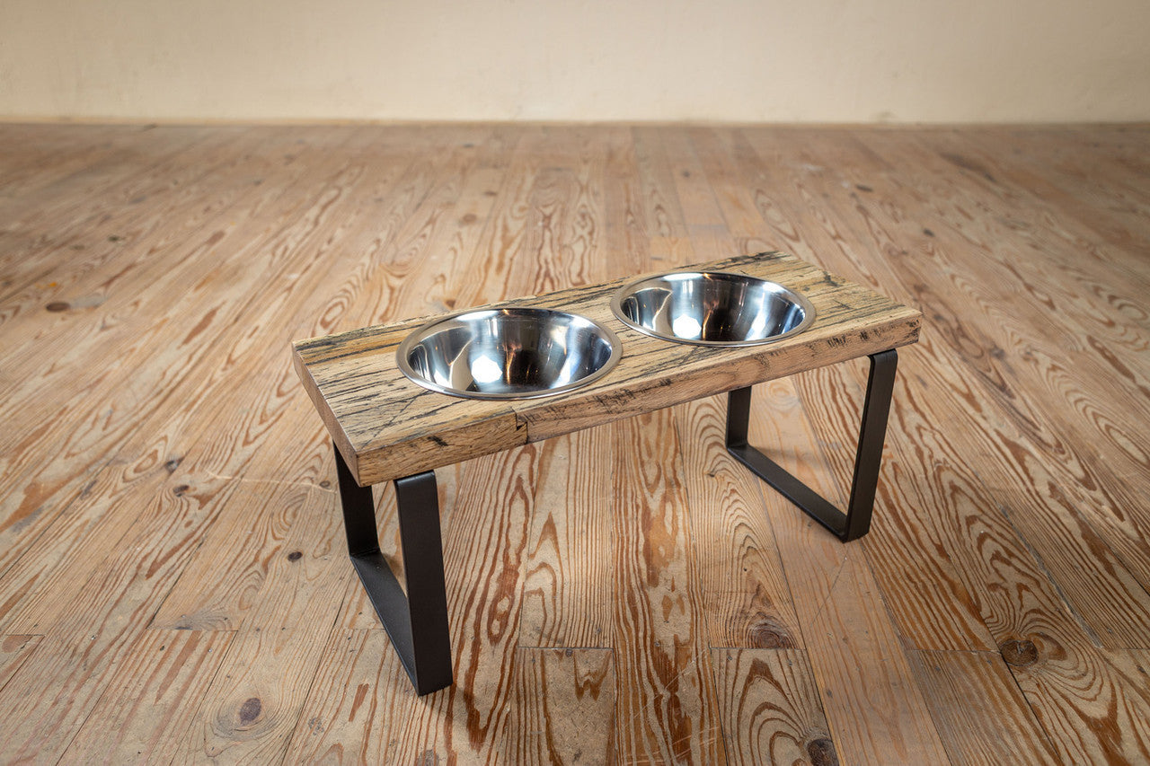 Urban Forge Reclaimed Wood and Iron Dog Feeder