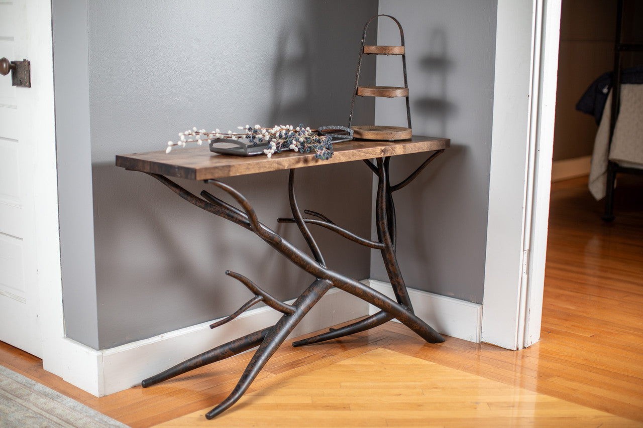 Urban Forge Driftwood Hand-Forged Iron Console Table