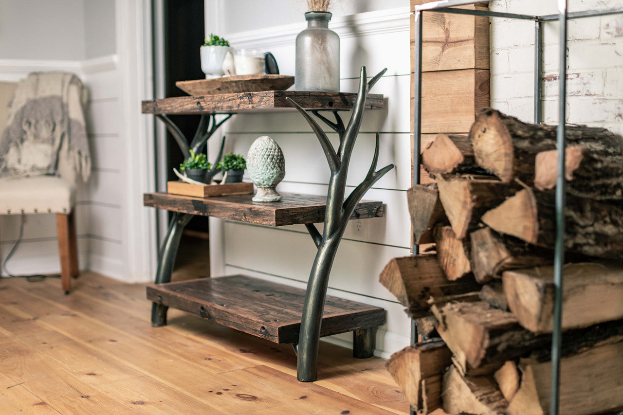 Urban Forge Driftwood Hand Forged Low Bookshelf
