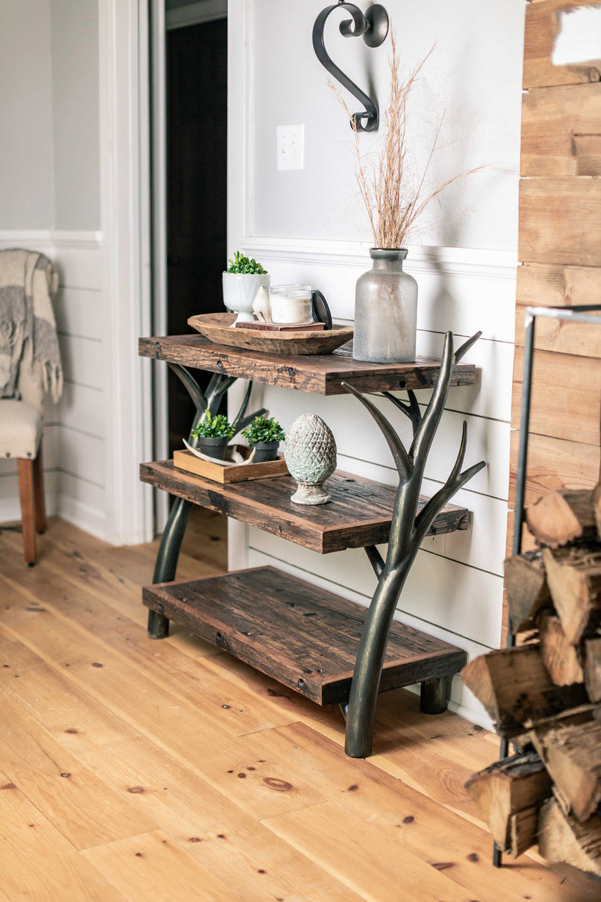Urban Forge Driftwood Hand Forged Low Bookshelf