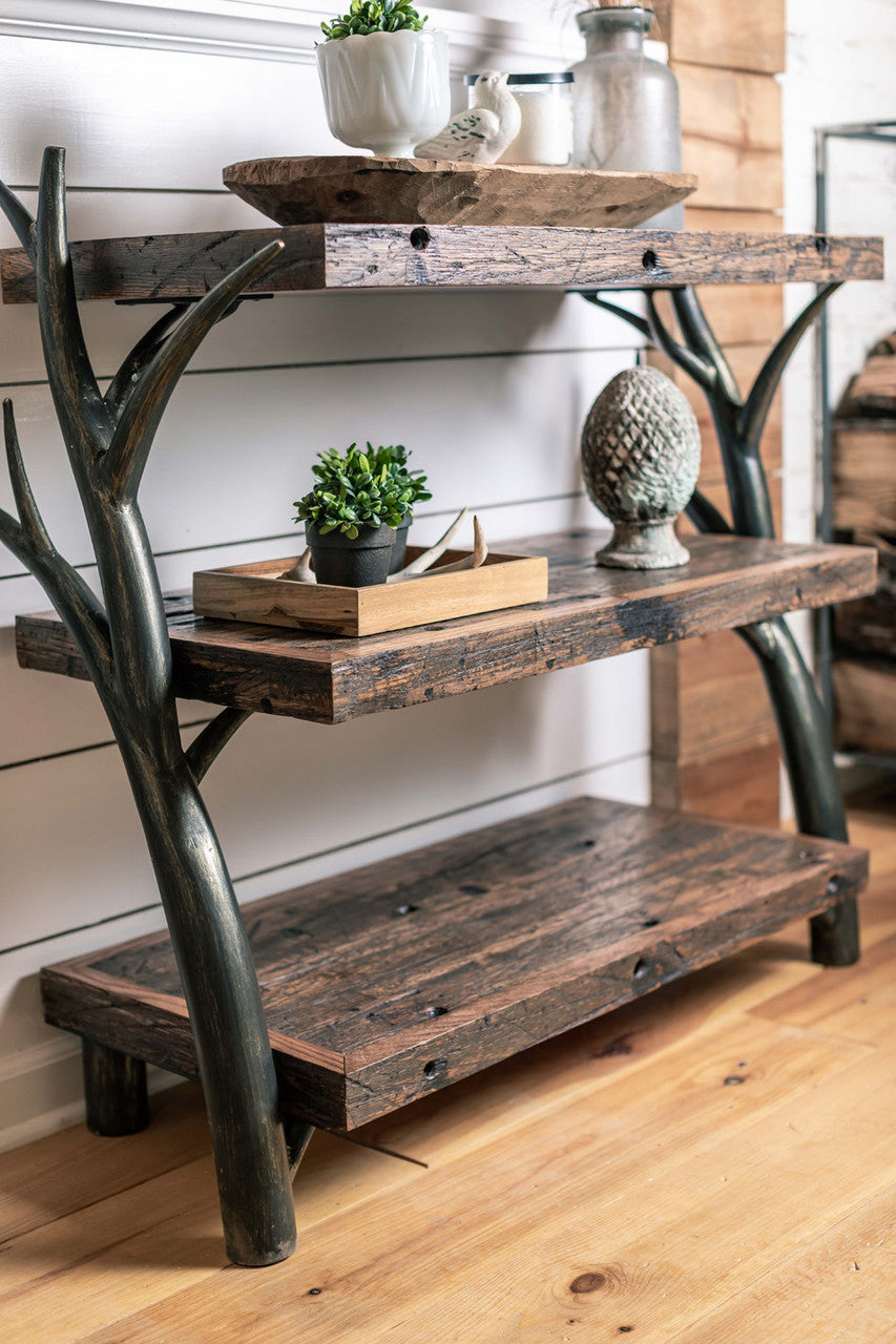 Urban Forge Driftwood Hand Forged Low Bookshelf