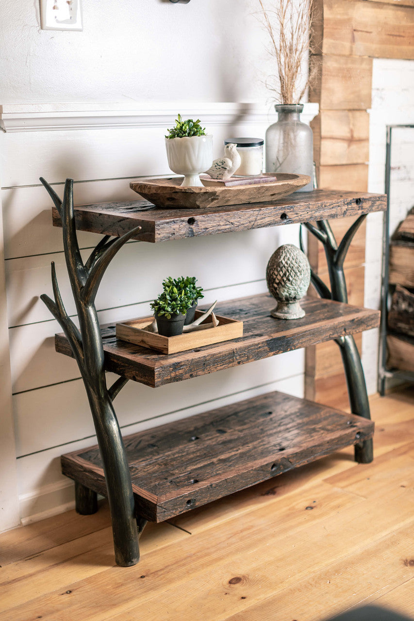 Urban Forge Driftwood Hand Forged Low Bookshelf