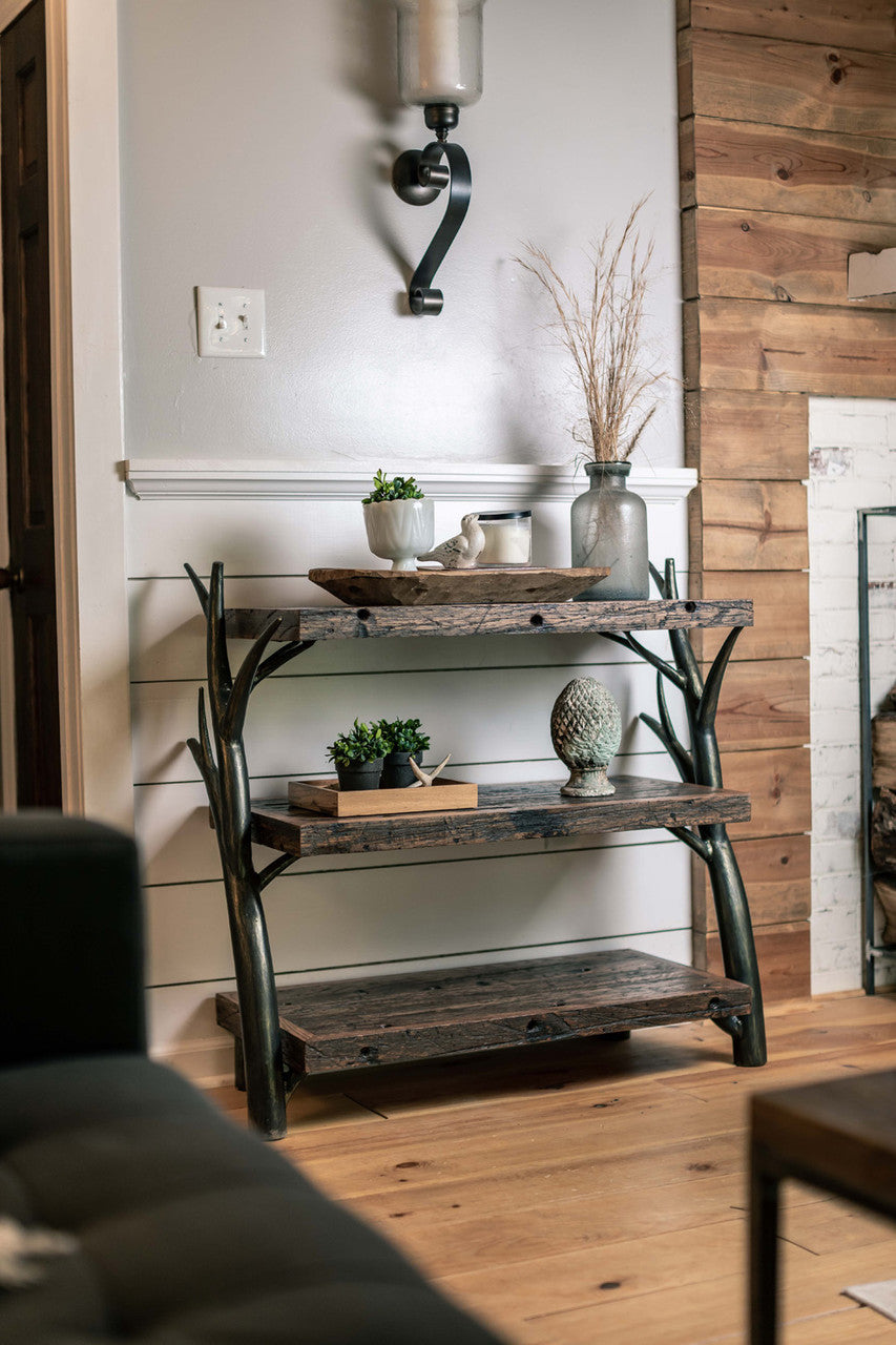 Urban Forge Driftwood Hand Forged Low Bookshelf