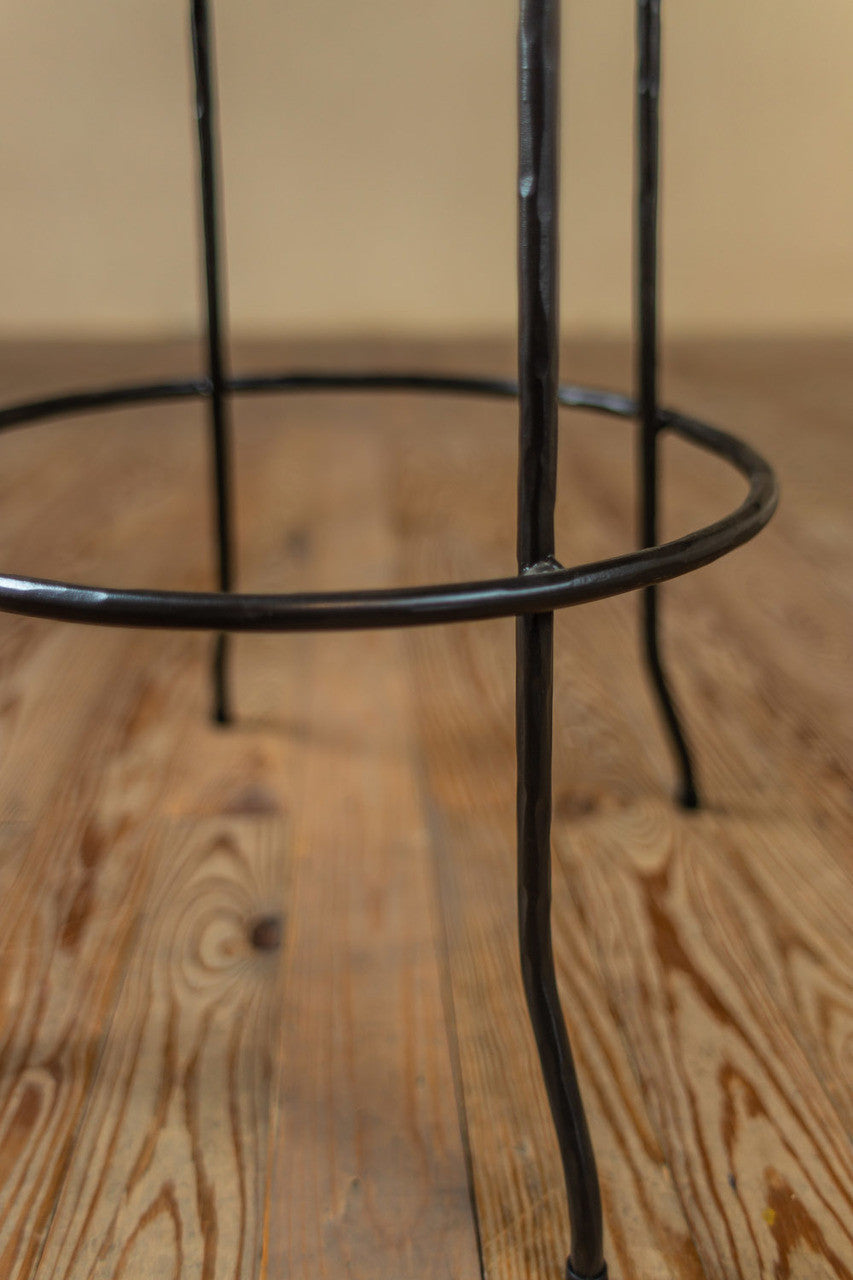 Urban Forge Fargo Wrought Iron Stool with Sculpted Wood Seat
