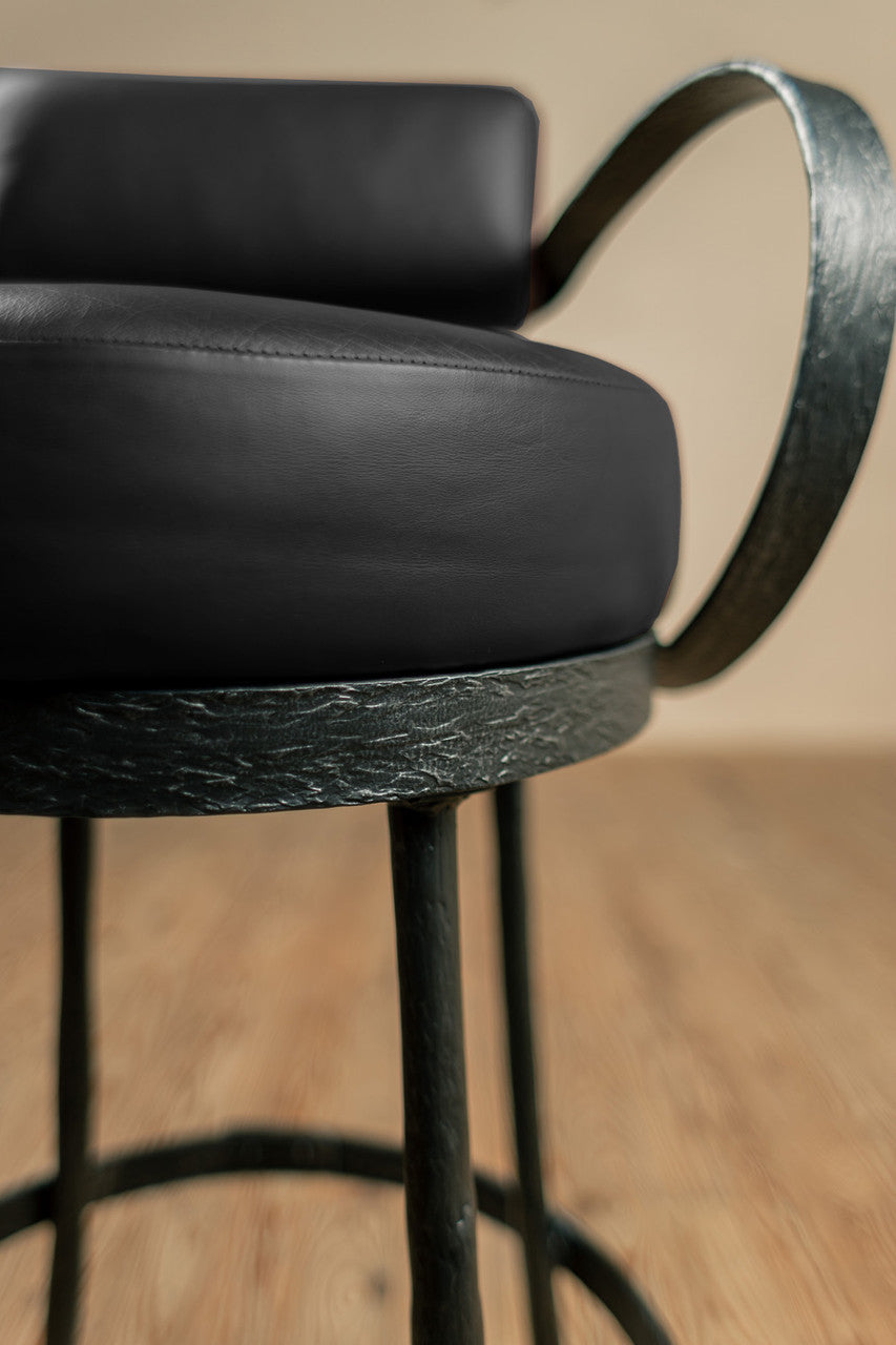 Urban Forge Huntington Iron Stool (with Back and Arms)