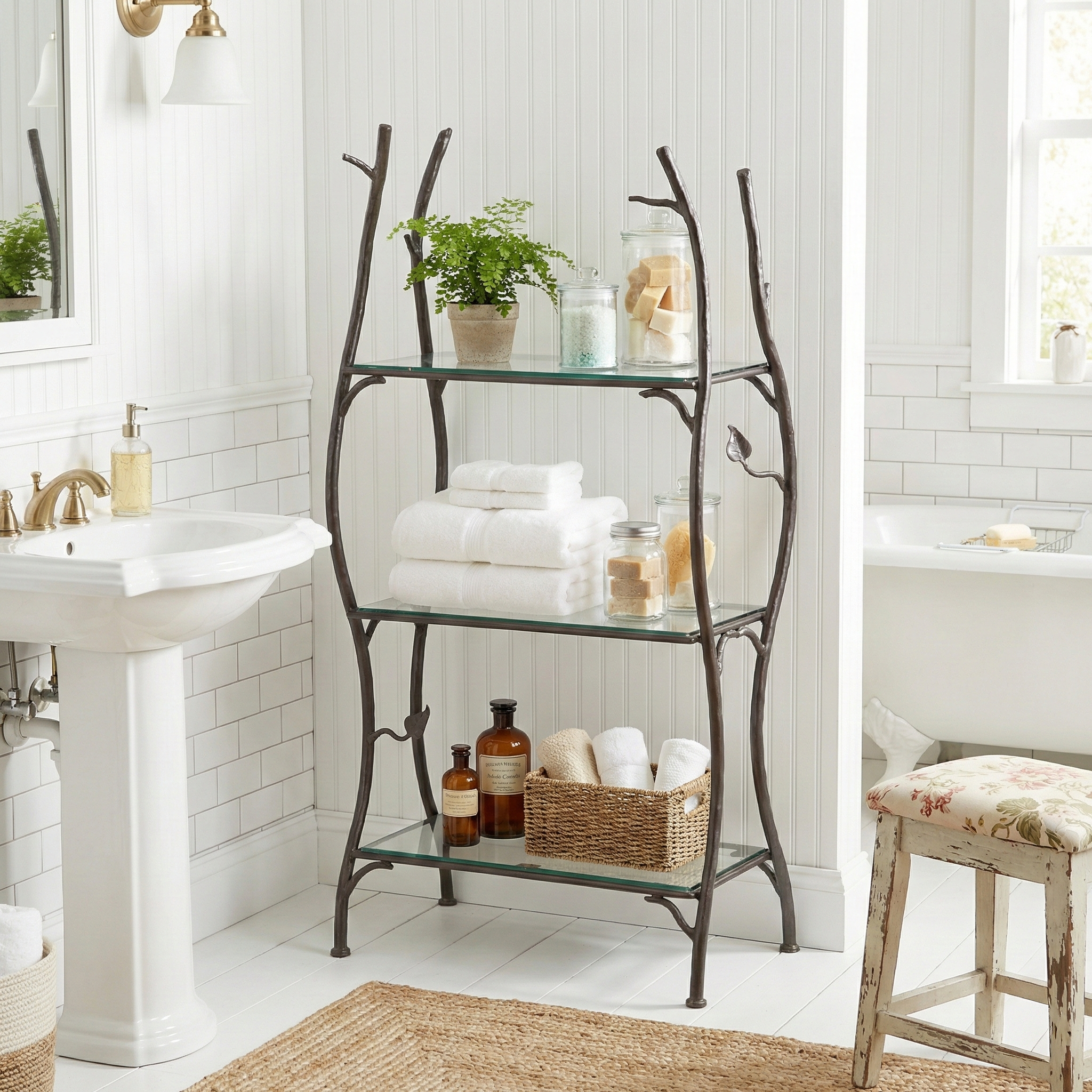 Decorative Wrought Iron Shelves | Rustic Standing Shelves – Urban