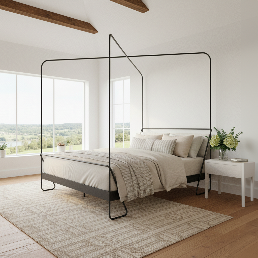 Alma Hand-Forged Iron Canopy Platform Bed