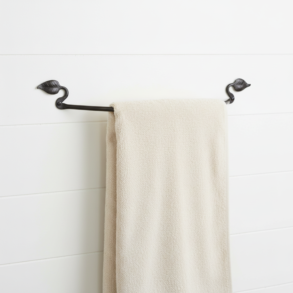 Leaf Hand-Forged Iron Towel Bar