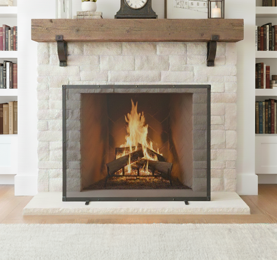 Select A Size - Iron Fire Screen Single Panel with Feet