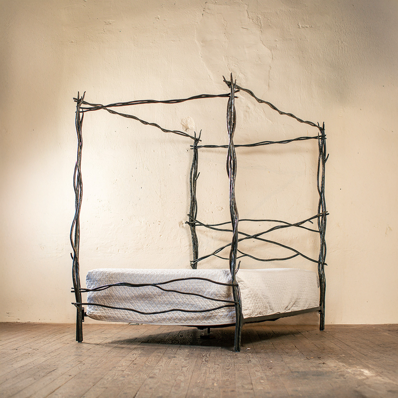 Urban Forge Driftwood Arbor Forged Iron Canopy Bed