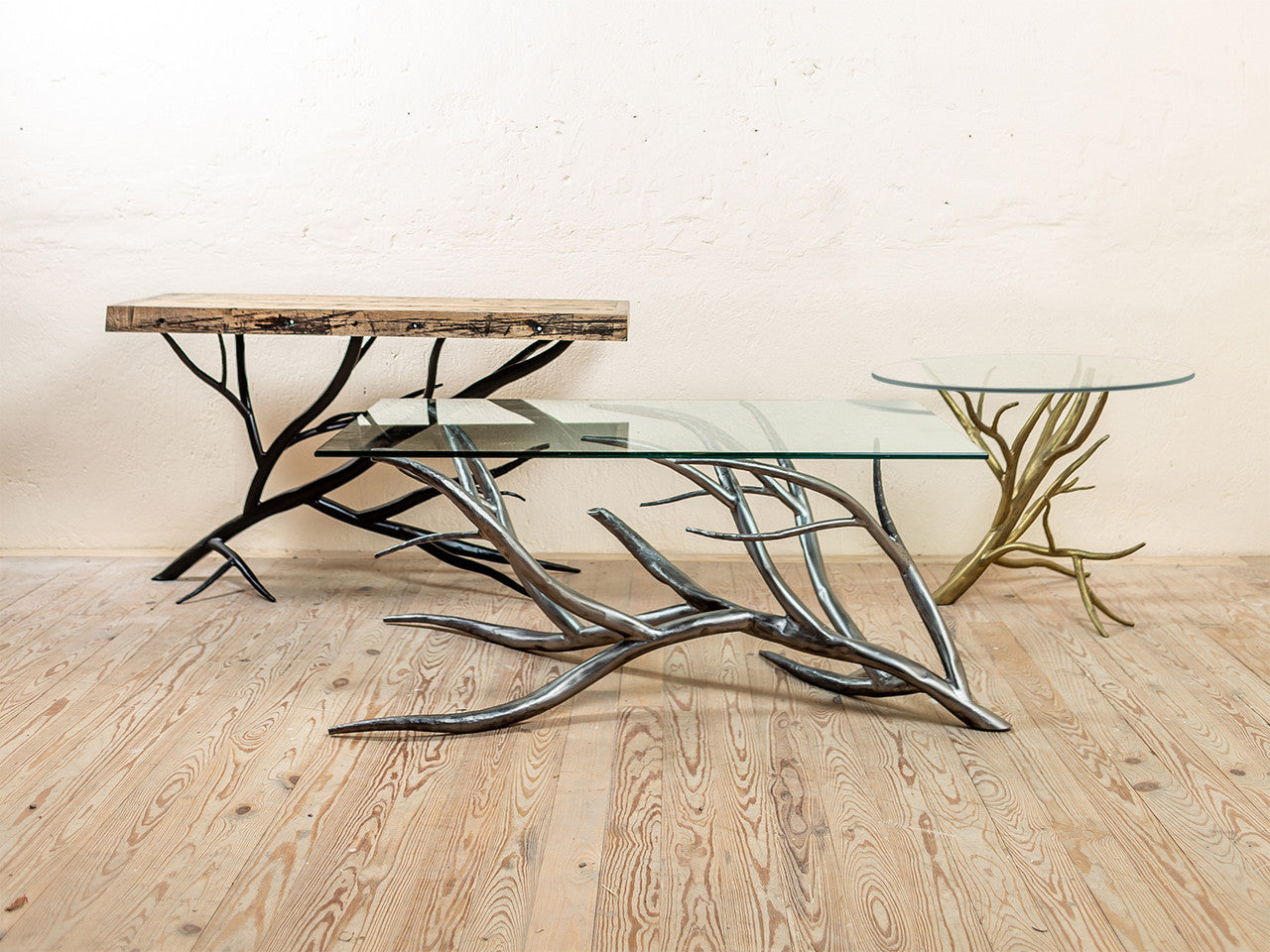 Urban Forge Driftwood Hand-Forged Iron Side Table