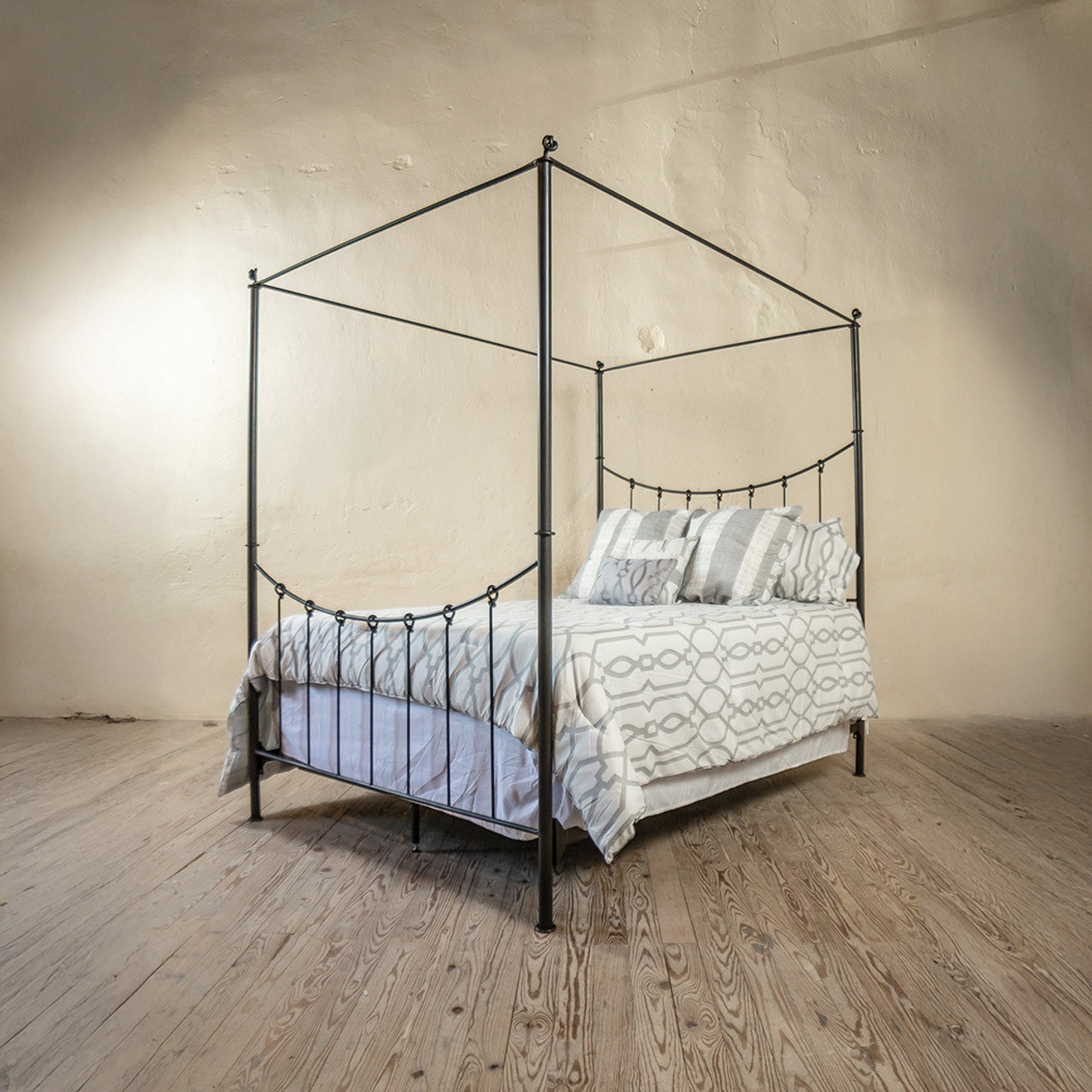 Urban Forge Rose Bud Wrought Iron Canopy Bed