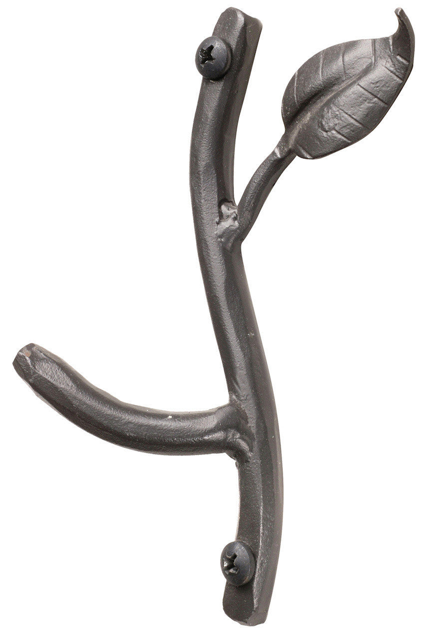 An Urban Forge Sylamore hand-forged iron single hook in a black finish. The hook is pictured against a white backdrop.