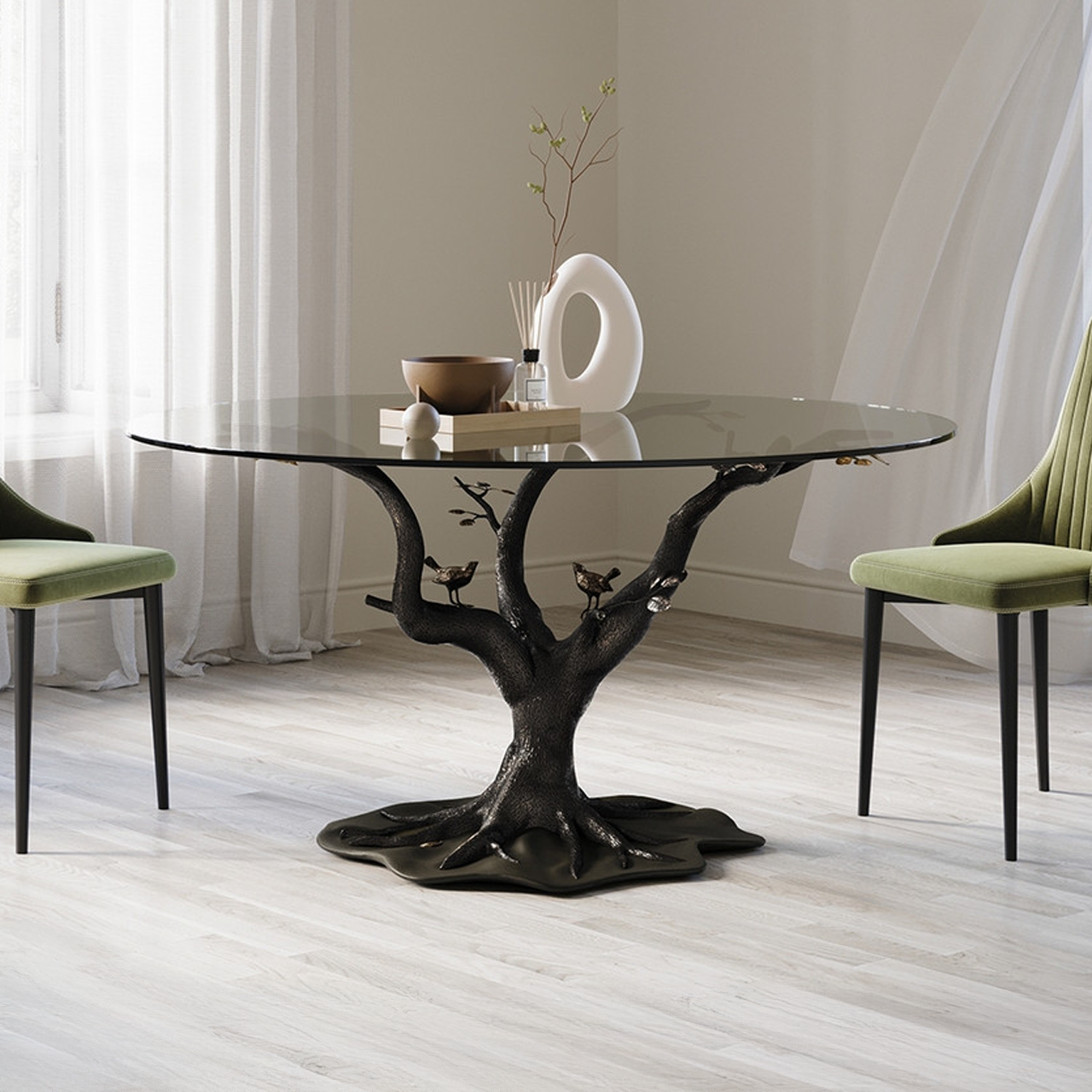 Urban Forge Tree of Life Dining Table With Wrought Iron Base