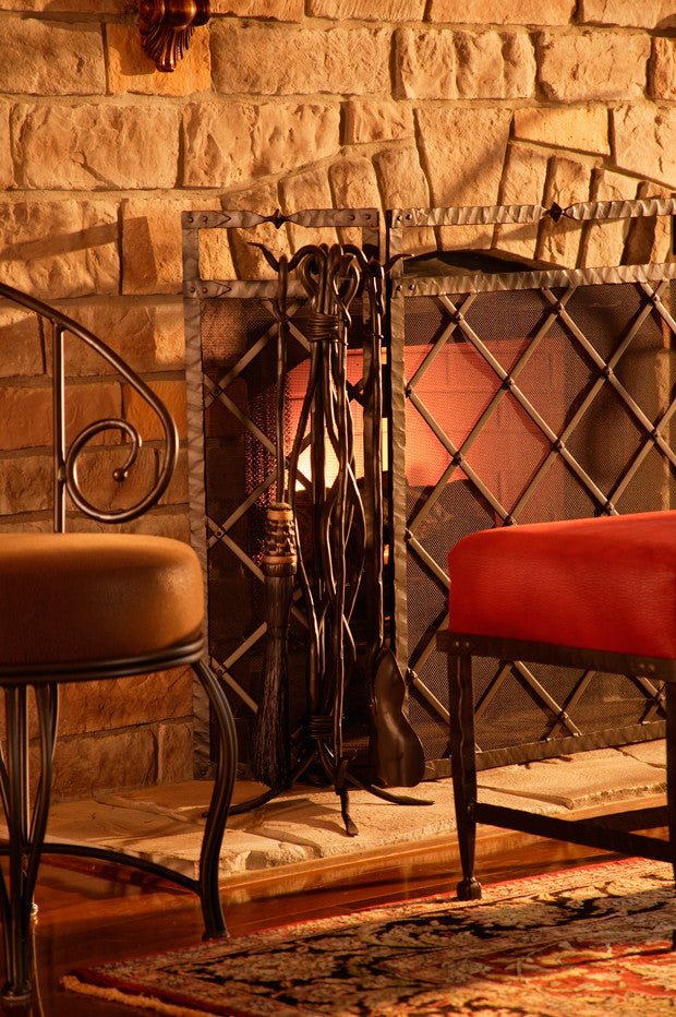 Urban Forge Iron Fire Screen Blackwell Collection Triple Panel
