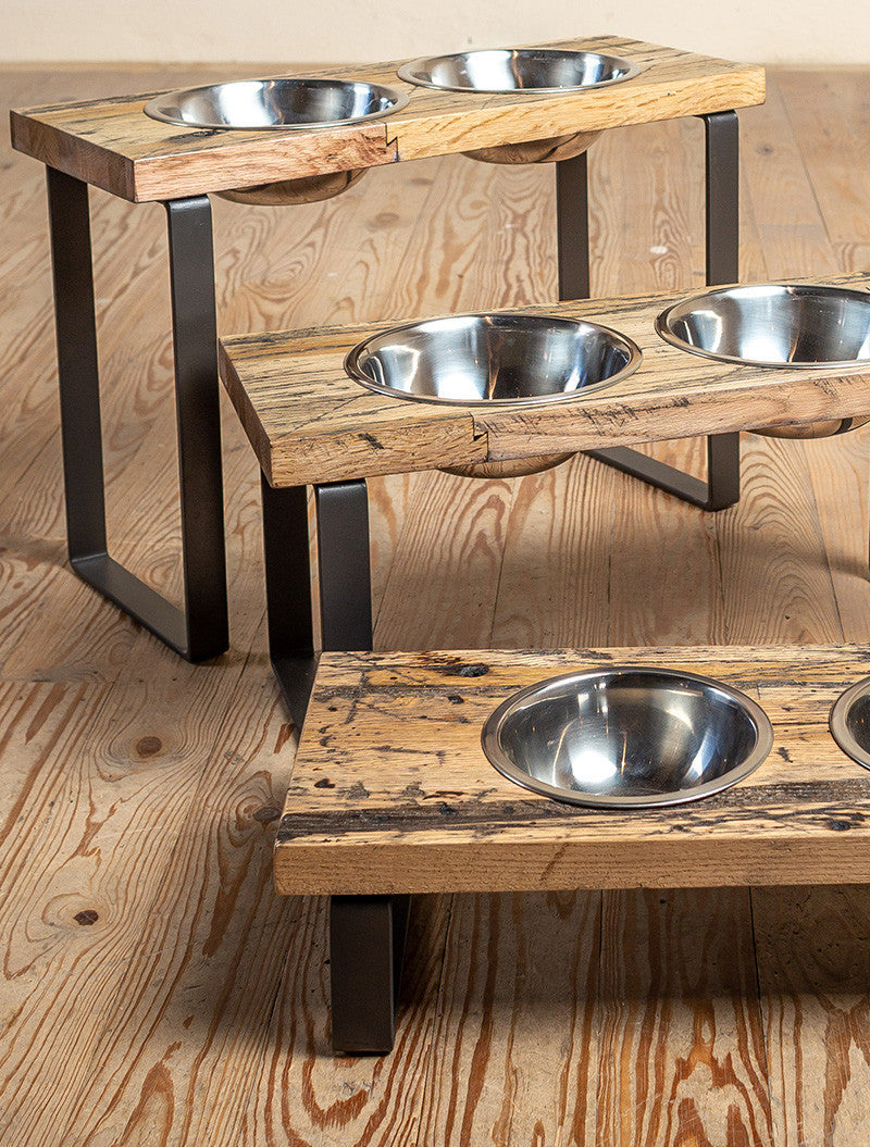 Urban Forge Reclaimed Wood and Iron Dog Feeder