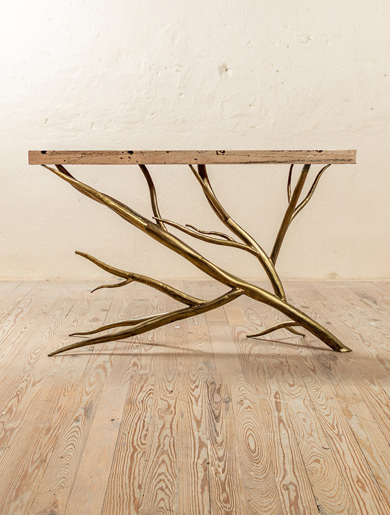 Urban Forge Driftwood Hand-Forged Iron Console Table