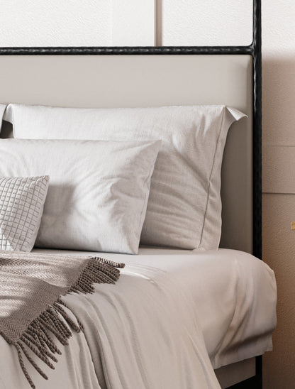 Amity Hand-Forged Iron Four Poster Bed with Cushioned Headboard