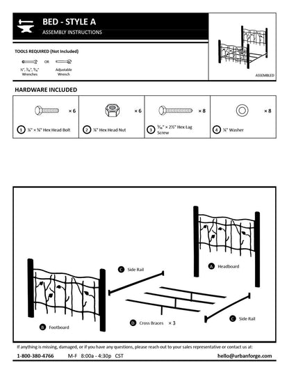 Urban Forge Sylamore Hand Forged Iron Bed with Wooden Posts