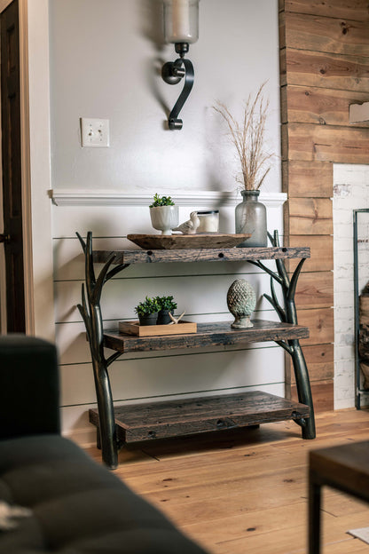 Urban Forge Driftwood Hand Forged Low Bookshelf