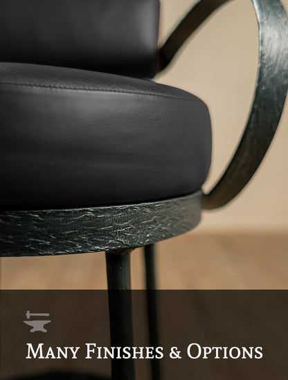 Urban Forge Huntington Iron Stool (with Back and Arms)