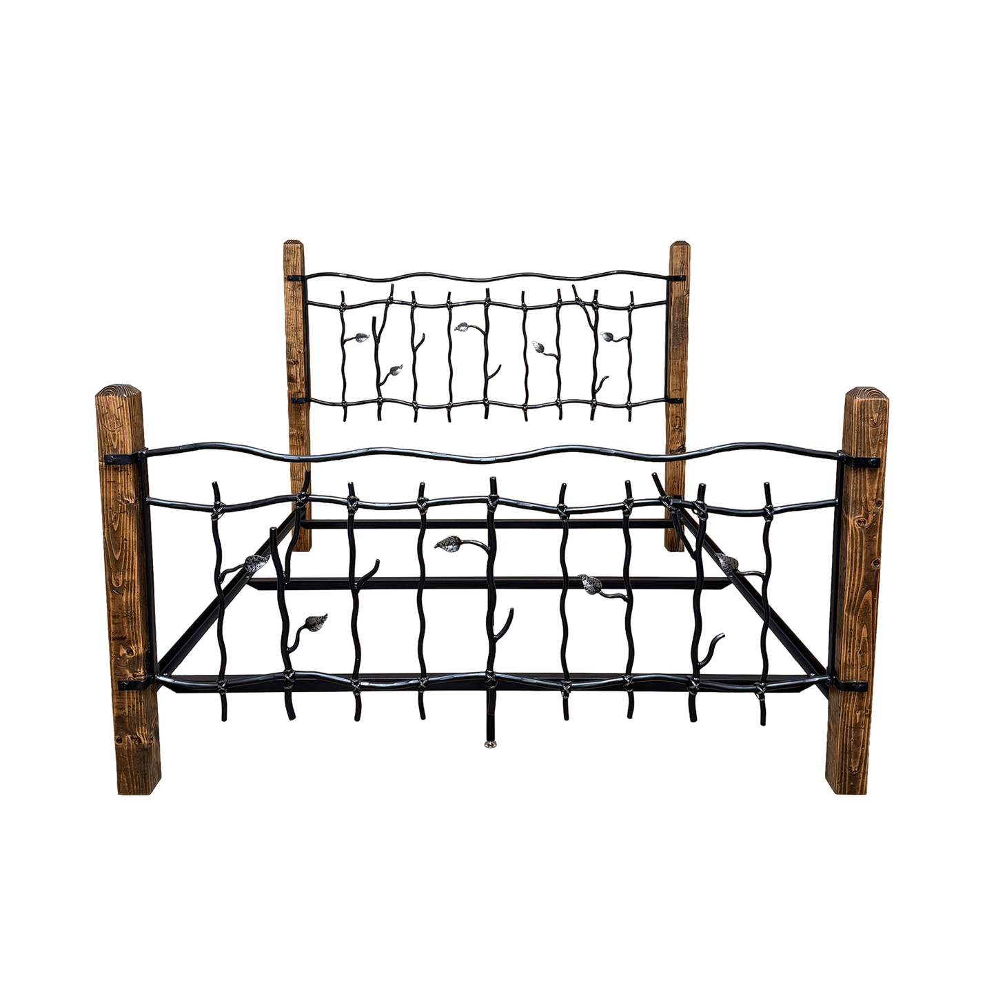 Sylamore Hand-Forged Iron Bed with Wooden Posts