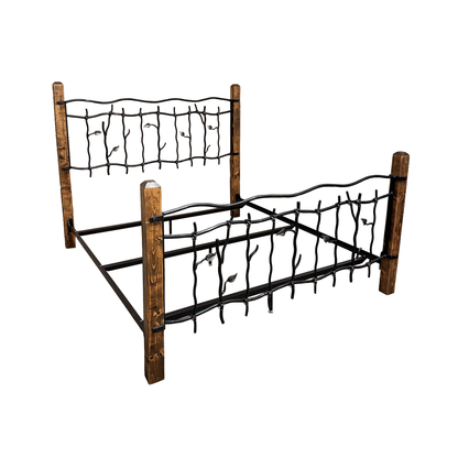 Sylamore Hand-Forged Iron Bed with Wooden Posts