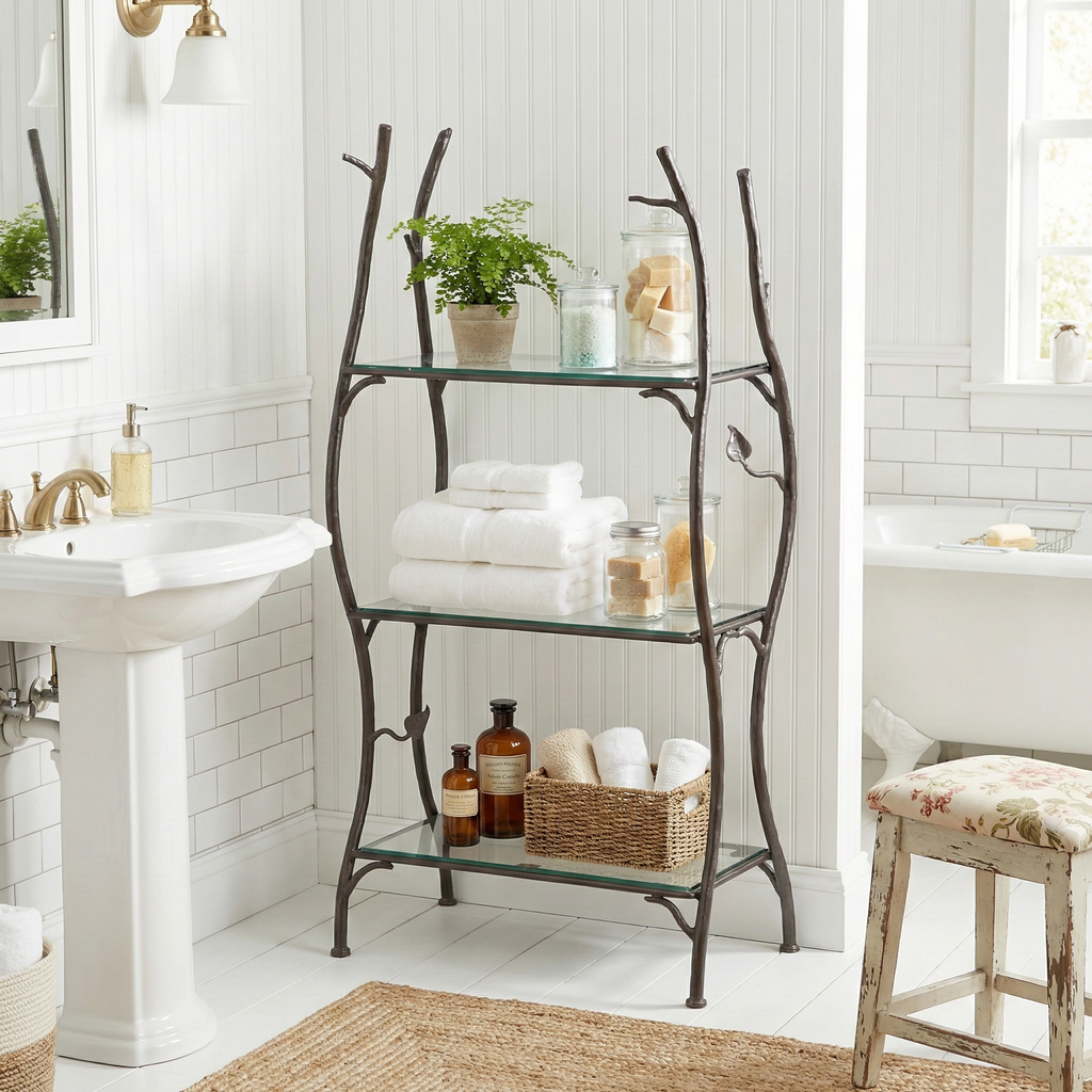 Decorative Wrought Iron Shelves | Rustic Standing Shelves – Urban