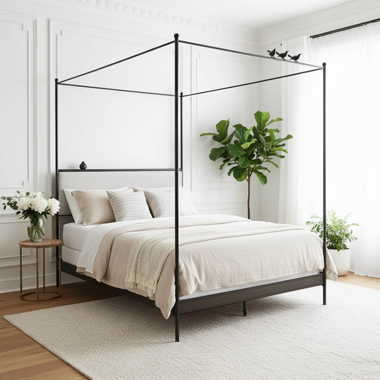Bird on a Wire Wrought Iron Canopy Bed