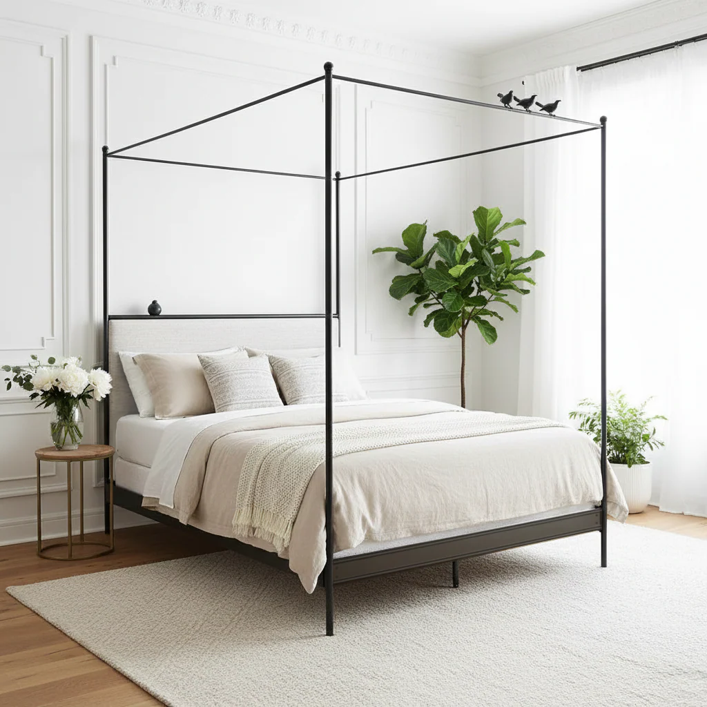 Bird on a Wire Wrought Iron Canopy Bed