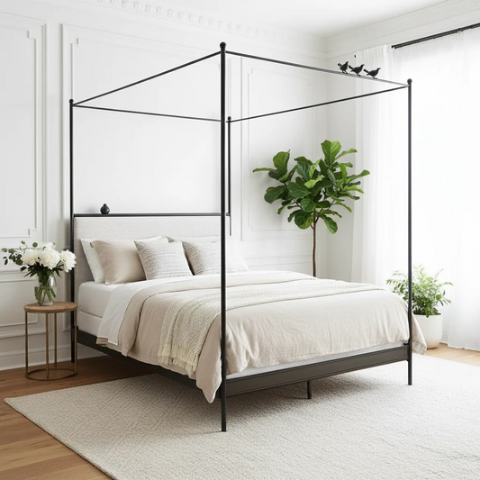 Bird on a Wire Wrought Iron Canopy Bed