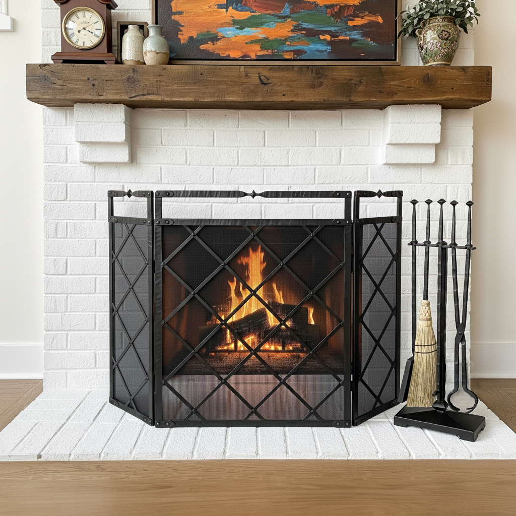 Iron Fire Screen Blackwell Triple Panel