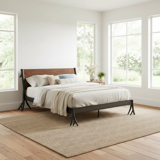 Driftwood Iron Platform Bed