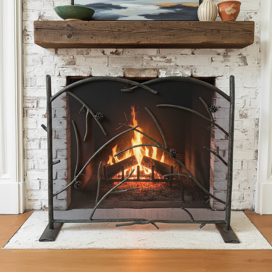 Evergreen Iron Single Panel Fire screen