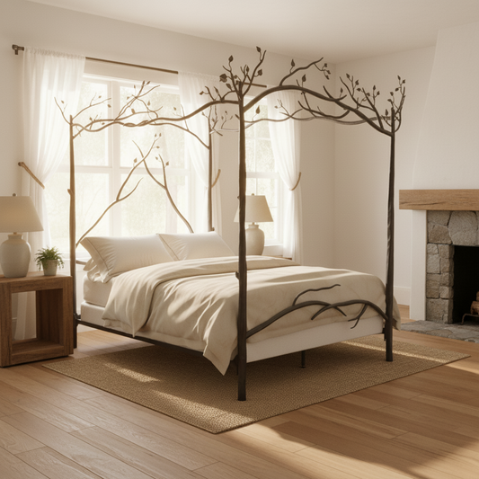 Forest Canopy Hand-Forged Iron Bed