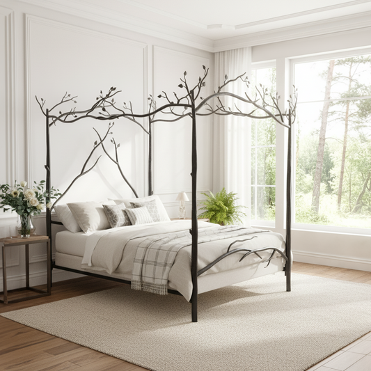 Forest Canopy Hand-Forged Iron Bed