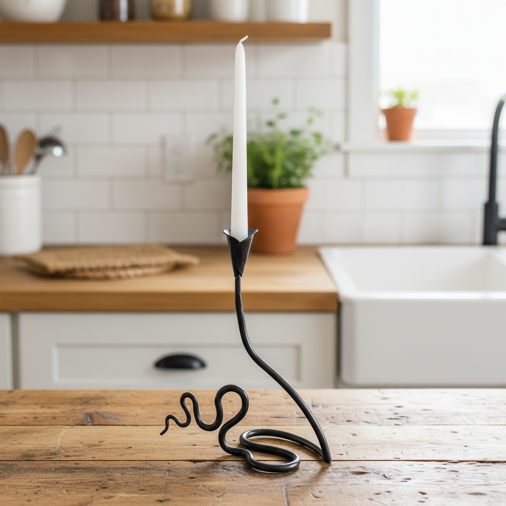 Ivy Wrought Iron Single Candle Holder - Thumbnail 3