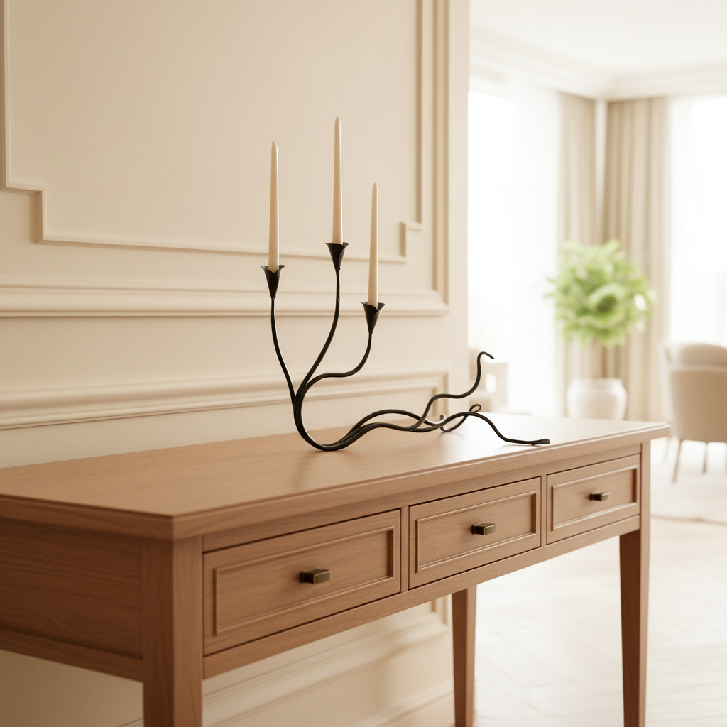 Ivy Wrought Iron Triple Candle Holder