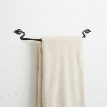 Leaf Hand-Forged Iron Towel Bar