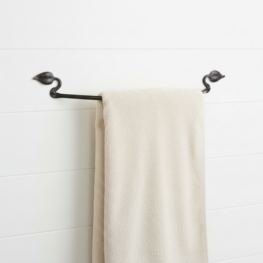 Leaf Hand-Forged Iron Towel Bar