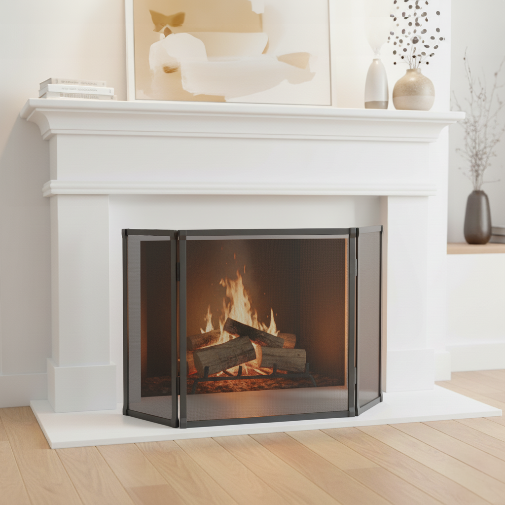 Iron Fire Screen - Full Faced - Triple Panel - Thumbnail 2