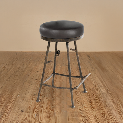 Evergreen Iron Backless Stool with Swivel Seat